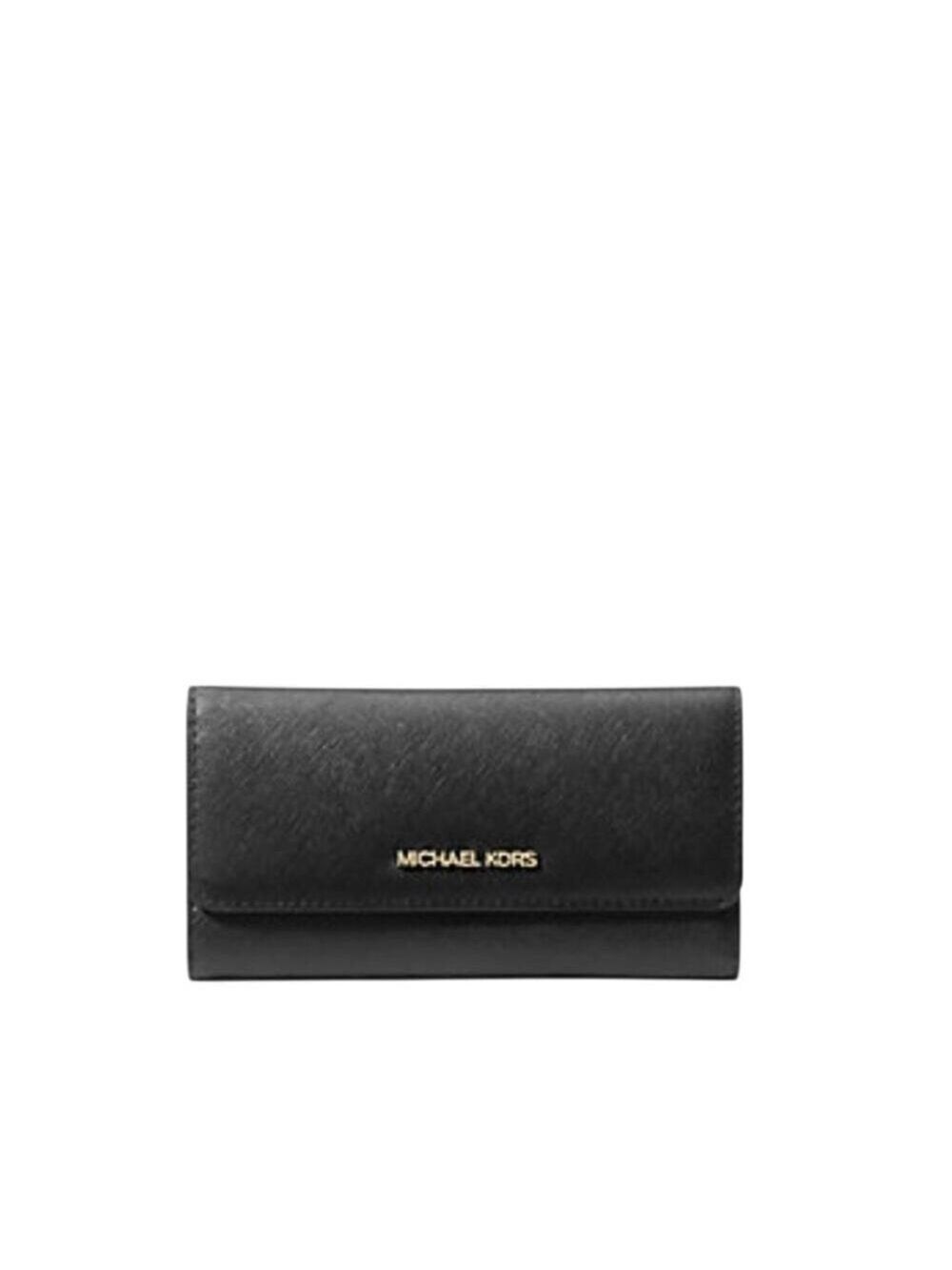 Michael Kors Crossgrain Leather Tri Fold Wallet Black